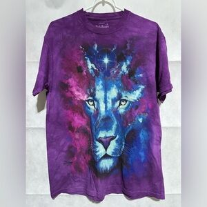 Rainforest Cafe Purple Tie Dye All Over Print T-Shirt Sz M Tiger Animals Nature